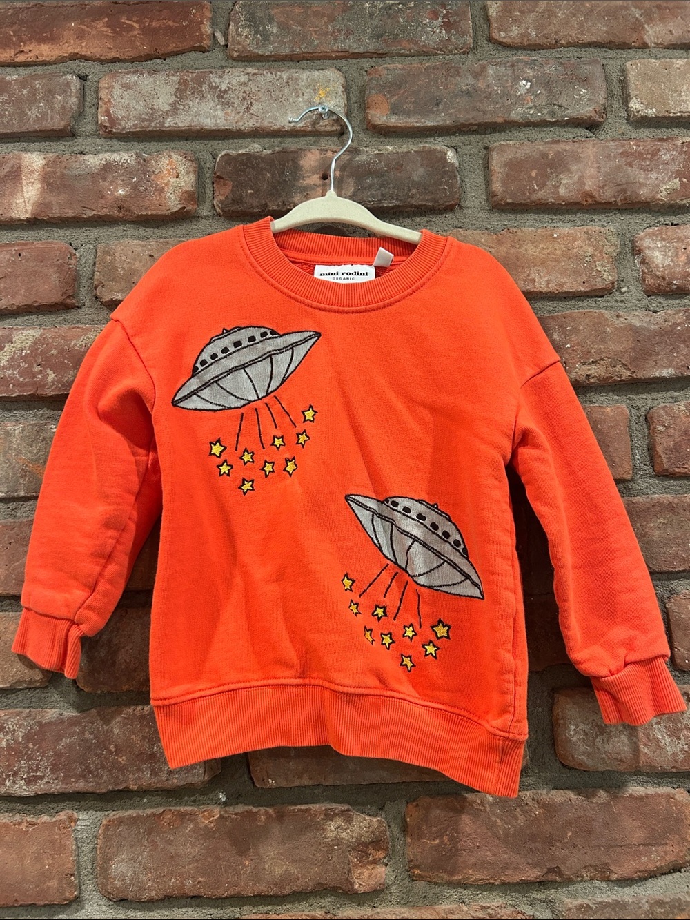 Mini Rodini Kids Bright Orange UFO Sweatshirt
